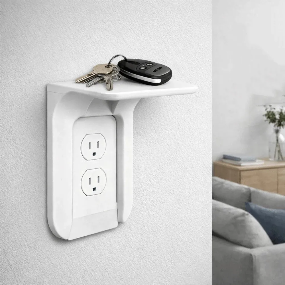 

2 шт. настенных держателей для розеток, пластиковые, без сверления, полка для розеток, прочные, экономящие место, держатели для зарядки телефона, для ванной комнаты