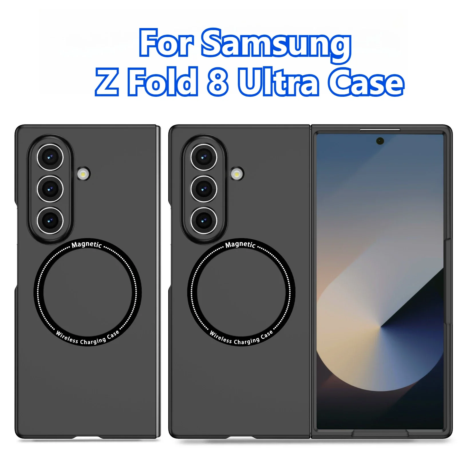 Étui magnétique en PC noir ultra-fin pour Samsung Galaxy Z Fold 8 7 6 5 4, protection de charge sans fil, anti-rayures, coque rigide