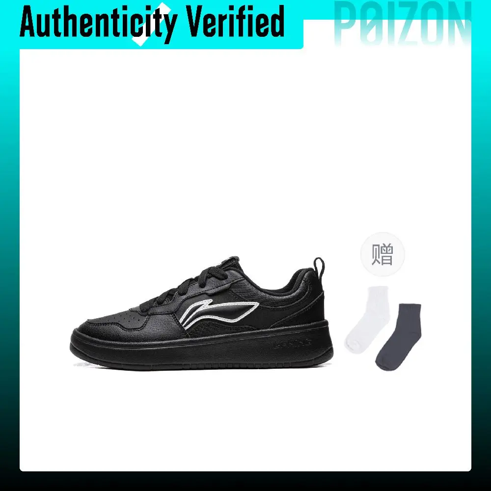 Li Ning First Cloud Synthetic Leather Low top Skateboard Shoes Women's Black AGCV190-9