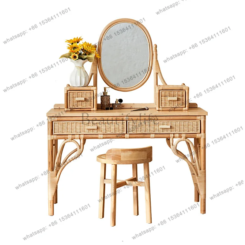 

Japanese plant rattan dresser chair wabi-sabi bedroom small apartment