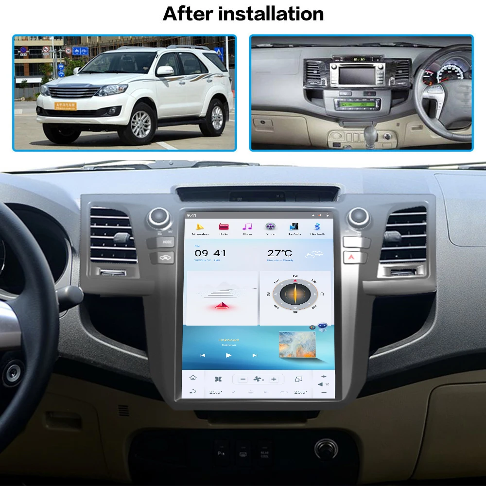 Qualcomm Android11 4G LTE Tesla Screen Car GPS Navigation For Toyota Fortuner Hilux 2007-2015 Stereo Multimedia Player AutoRadio