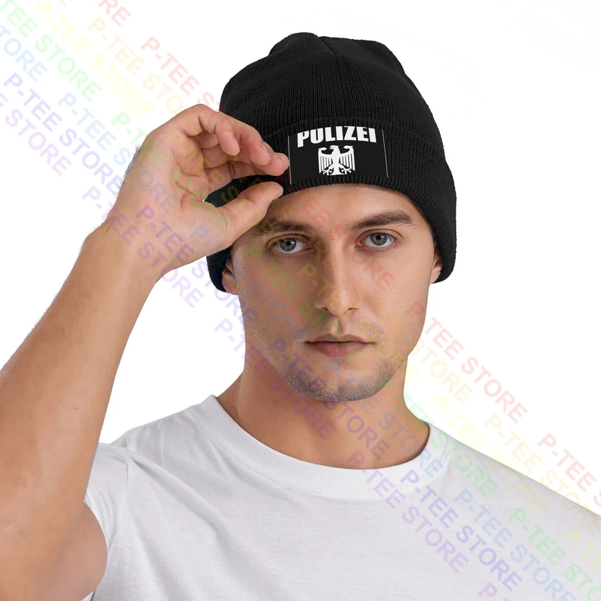 Polizei German Police Eagle Knitted Beanie Hat Beanies Cap Trendy Headwear Streetwear