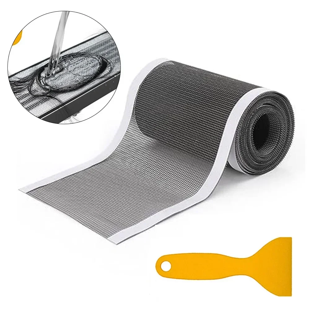 1pc Cutable Shower Drain Hair Catcher Floor Drain Stickers Disposable Mesh Bathroom 120mm*4m Long Strip Floor Drain Sticker