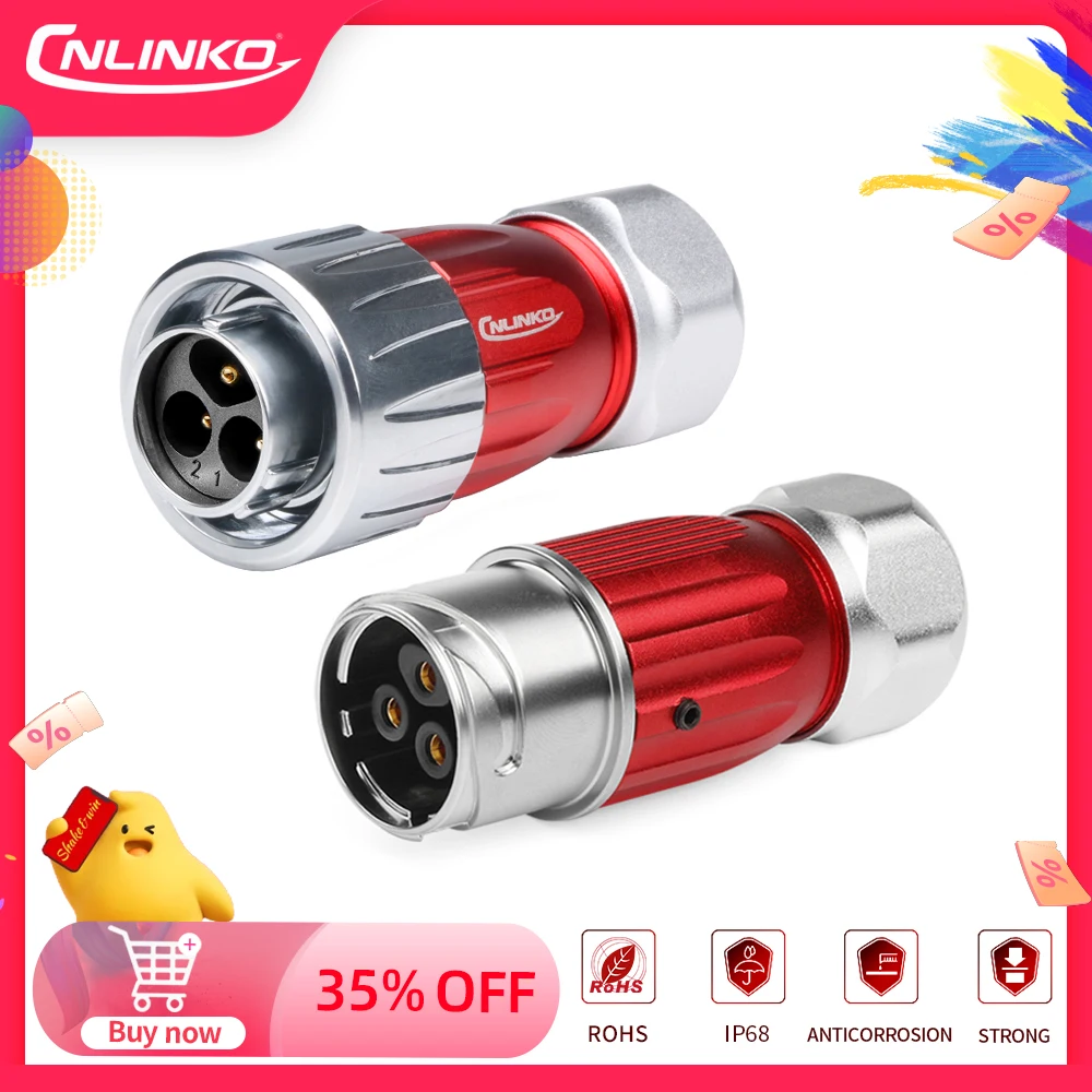 CNLINKO Metal Shell Circular Male Plug Aviation Connector M20 Waterproof 2 3 4 5 7 9 12 Pin Female In-line Cable Wire Connectors