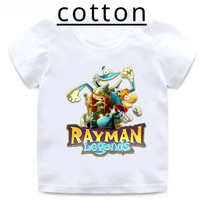 

Летние детские хлопковые футболки с графикой Rayman Legends Adventures, забавная одежда для девочек, футболка для малышей, футболка для мальчиков, летний детский топ