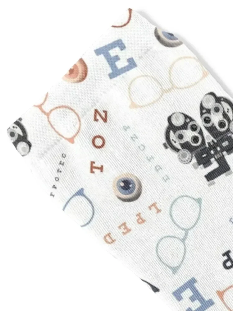 Optometry on White Socks with print hiphop funny gift hockey Designer Man Socks Women's