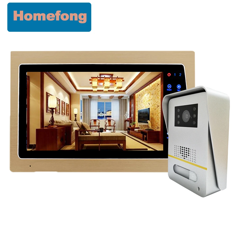 Homefong 7 Ince Color Door Phone Intercom System Doorbell with Camera Wired 4 Wires Sytem IR Led Day Night Vision Record Motion