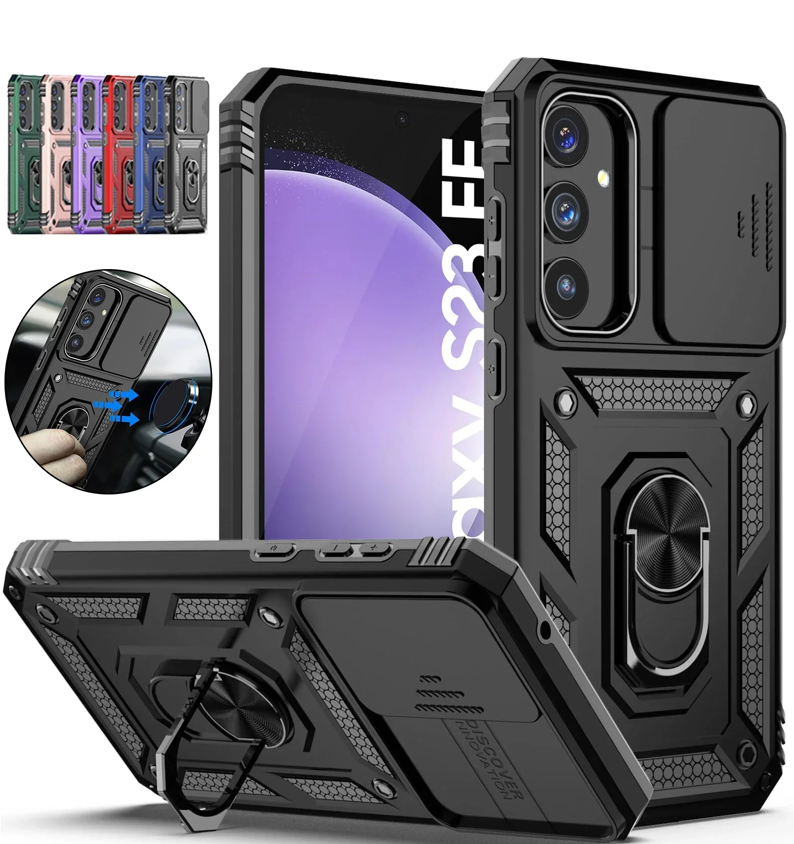 Case For Samsung Galaxy S24 S23 S22 S21 Ultra Plus FE A54 A34 A14 4G 5G Slide Camera Protection Rugged Military-Grade Drop Cover