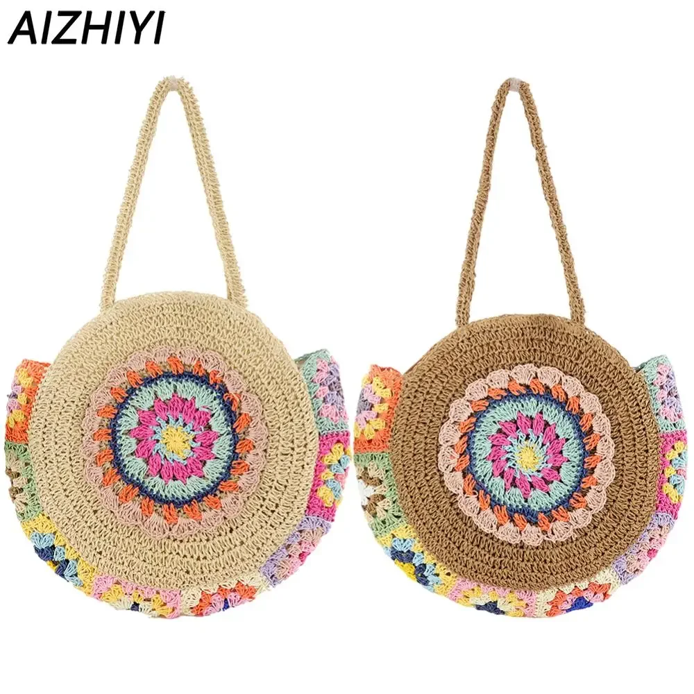 Round Straw Woven T… - image