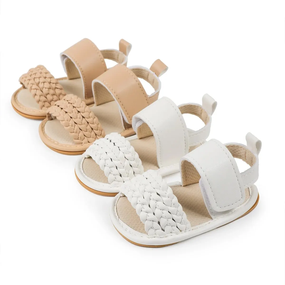 

Meckior Summer Baby Sandals Girl Anti-slip Rubber Bottom First Walkers Shoes Soft Baby Shoes Breathable Garden Baby Girl Shoes