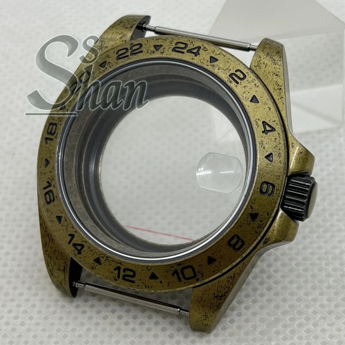 40mm bronze case 24-hour GMT fixed bezel sapphire crystal suitable for NH34 NH35 NH36 NH39 ETA2824 PT5000 automatic movements