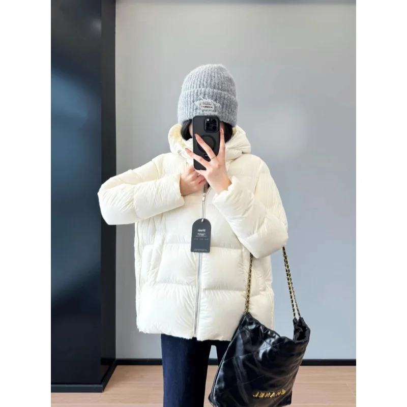 G121219~Jiangnan Puff Series Samsung95White Duck down High Quality Slimming Mid-Length Hooded down Jacket