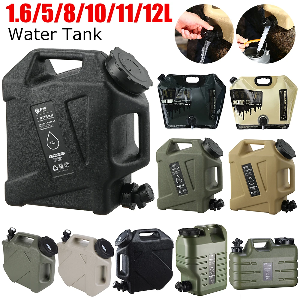 1.6/5/8/10/11/12L Water Bucket Drinking Water Canister Large Capacity with Detachable Faucet for Camping Picnic Hiking