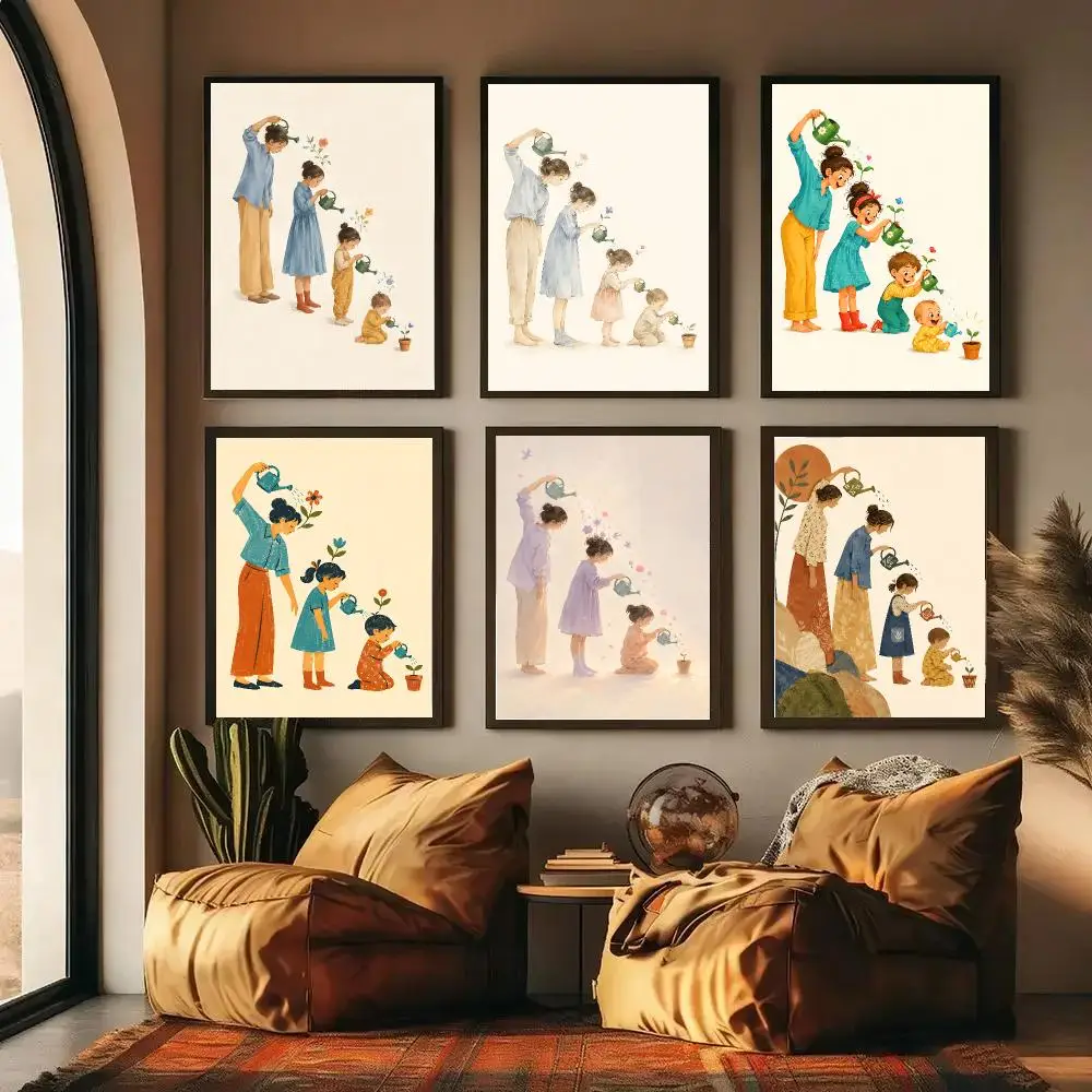 Family Growth Journey Poster Wall Decor Self-Adhesive Aesthetic Modern Vibe Stylish Gift Friends Using Living Room Bedroom