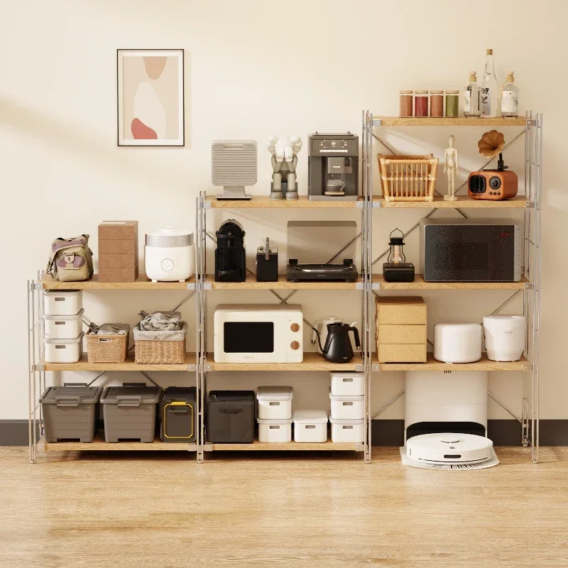 

Japanese-style shelves Log floor-to-ceiling shelves Kitchen household storage racks Balcony Multi-layer flower racks Simple stud