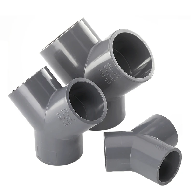 1-10pc 20-63mm Grey PVC Y 3-Way Connector Garden Irrigation Connector AquariumTee Joints Aquarium Shaped Water Pipe Connector