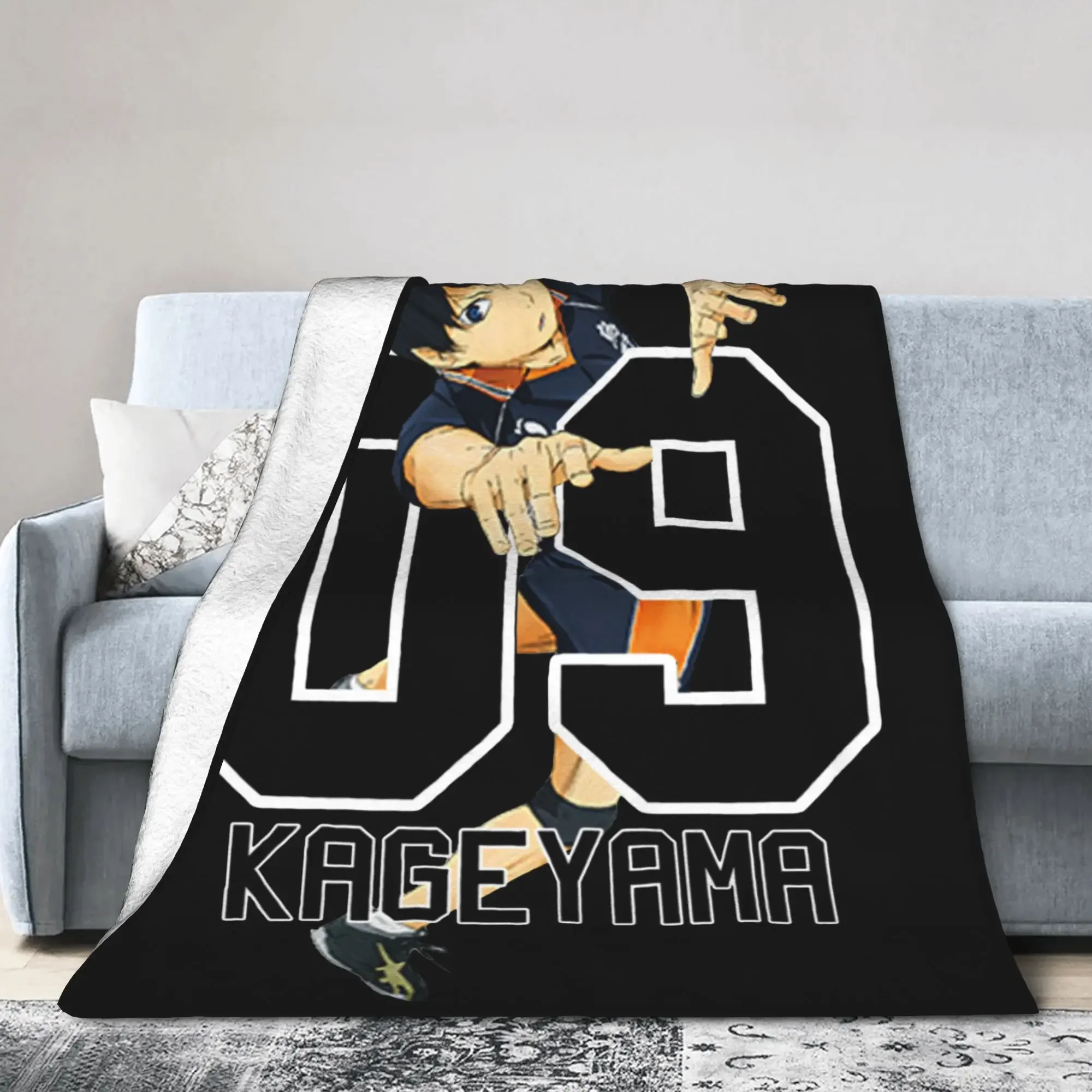 Custom Haikyuu Kageyama 09 Wool Blanket Awesome Throw Blankets For Sofa Bedding Lounge 150*125cm Bedspreads,