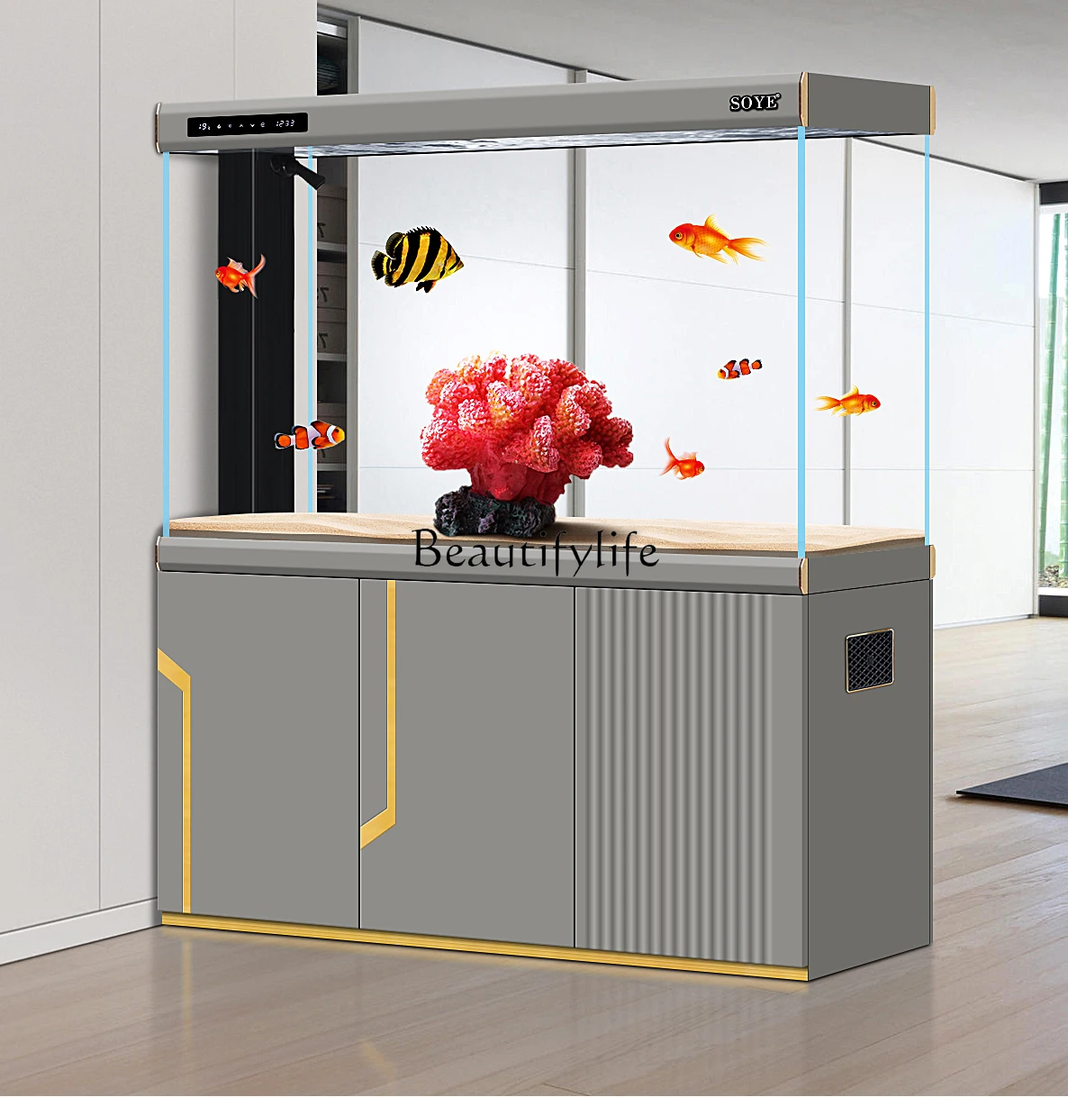 Fish Tank Ecological Partition Super White Intelligent Hallway Screen Aquarium Bottom Filter Light Luxury