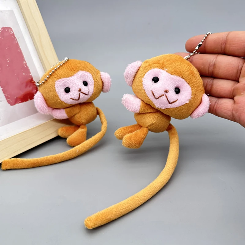 Cute Long Tail Monkey Plush Doll Keychain Pendant Bag Accessories Backpack Charms Small Gift