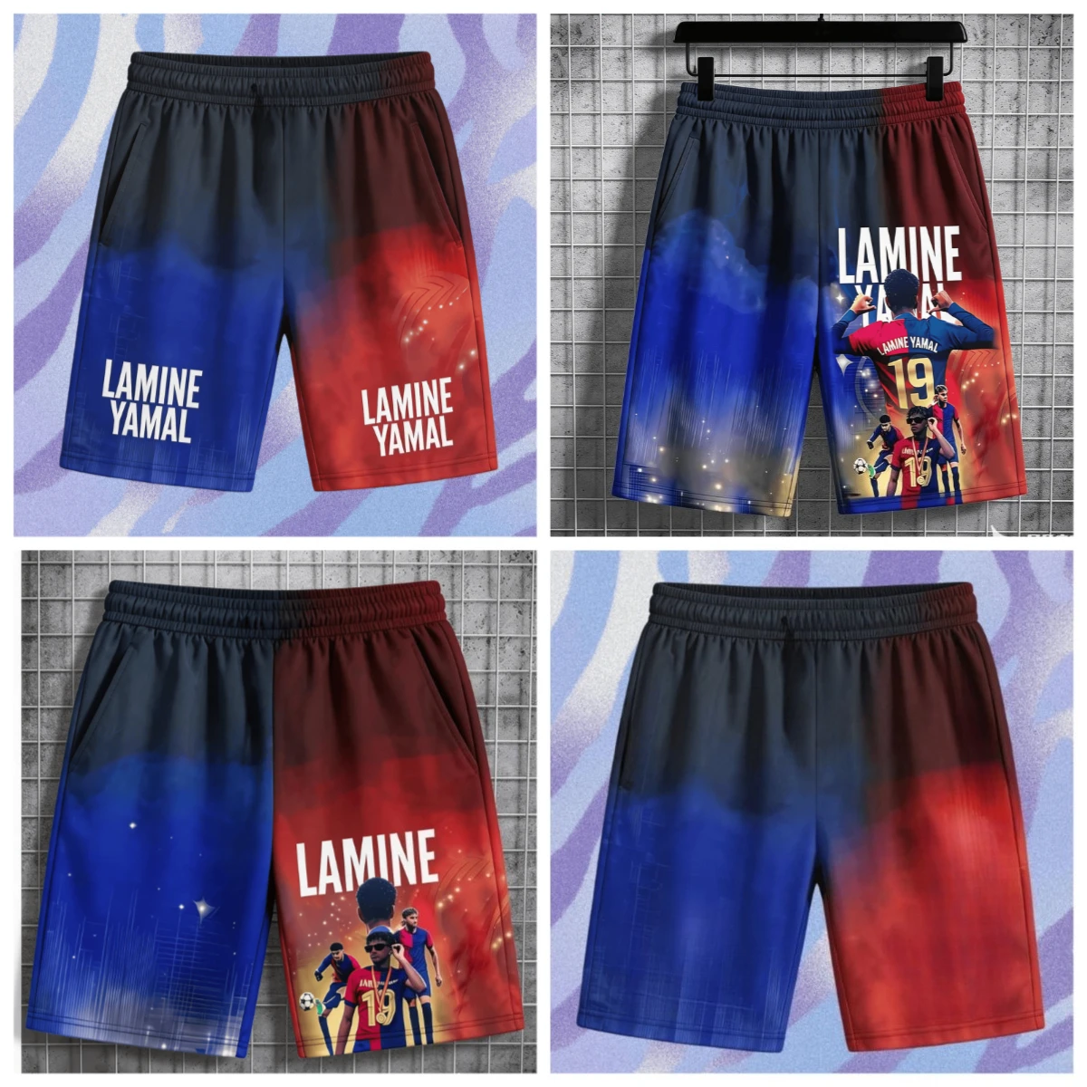 Shorts Yamal para Adultos e Crianças, Impressos em 3D, Shorts de Praia, Estrela do Futebol, Secagem Rápida, Shorts Esportivos Casuais