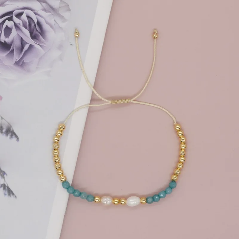 Go2boho 18k Gold Plated Pearl Bead Bracelet For Women Handmade Freshwater Pearl Semi-precious Stone Stack Adjustable Jewelry