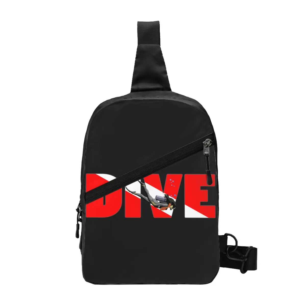 

Custom Scuba Dive Flag And Diver Sling Crossbody Chest Bag Men Casual Diving Lover Shoulder Backpack for Traveling