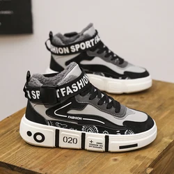 Parent-child Men Kids Winter Snow Boots Hightop Warm Cotton Sneakers Boy Students Walking Skateboard Casual Shoes with Plush