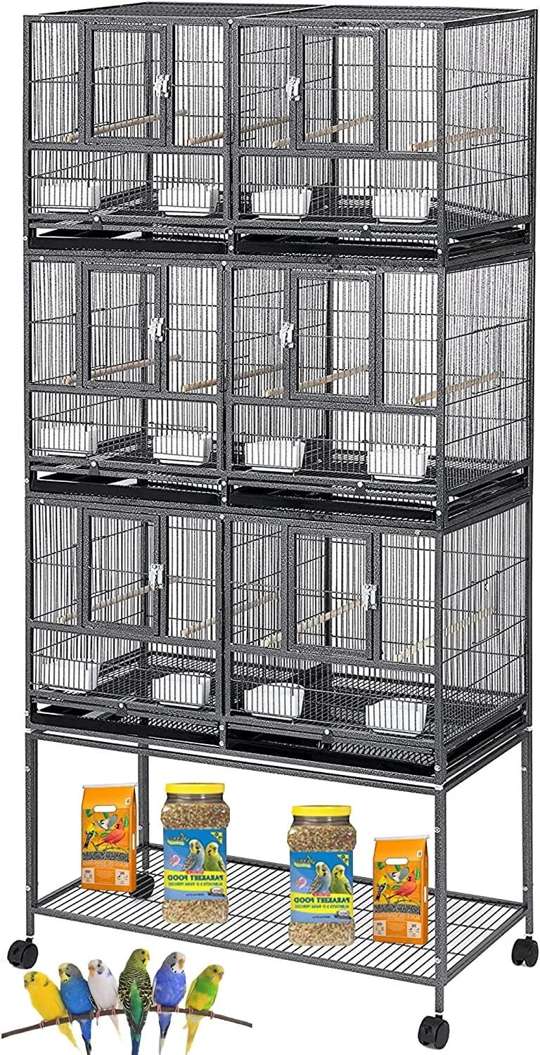 TRIPLE Story Stackable Center Divided Breeder Breeding Nest Bird Rolling Cages