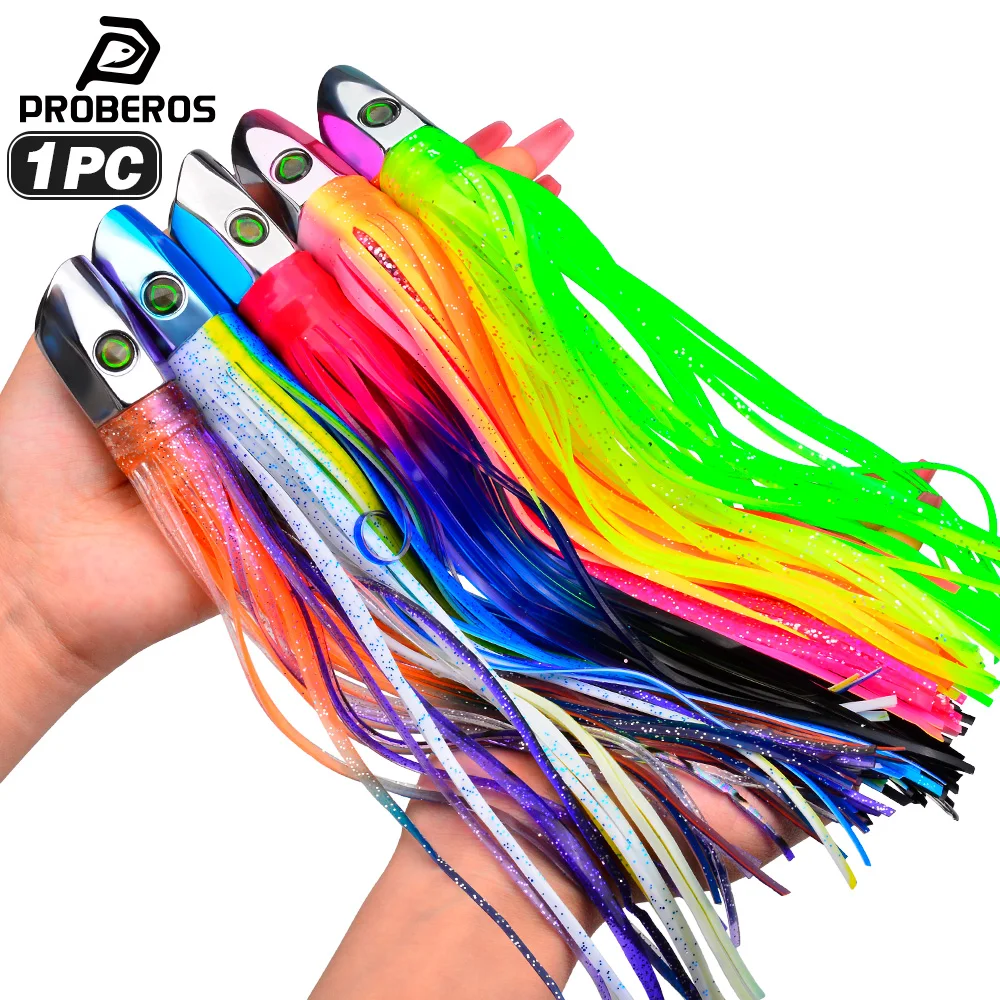 Señuelo de Pesca de Arrastre de Alta Velocidad Proberos de 9 Pulgadas, Señuelos de Arrastre con Falda para Pesca de Atún, Marlín, Delfín, Mahi, Durado, Wahoo y Pesca de Grandes Peces en Alta Mar