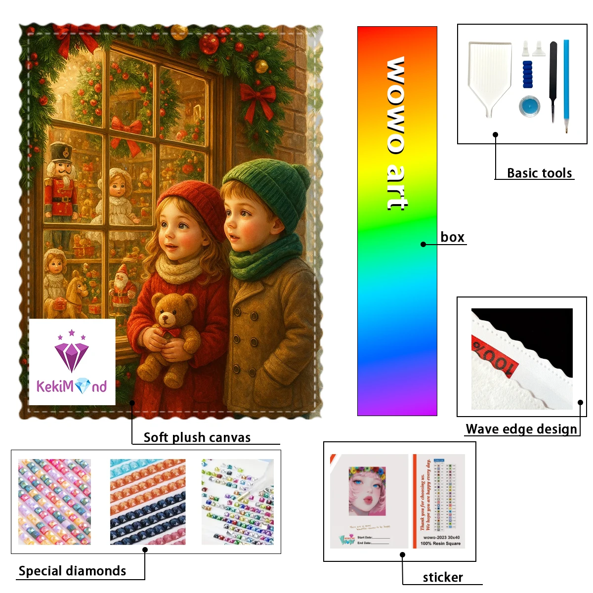 

【kekim_ Diamond Art】The brother and sister and Christm 100% resin FD+ab+CR Diamond Stamping Kit Perfect Masterpiece worth Buyi