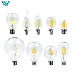 LED Retro Edison Bulb E14 E27 AC 220V 2W 4W 6W 8W Vintage Glass Lamp C35 G45 A60 ST64 G80 G95 G125 Led Filament Light Home Decor