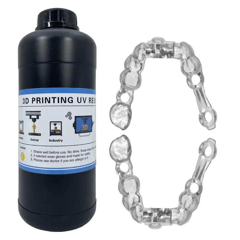 

High Strength Transparent Liquid 405nm Resins 500g/1000g 3D Dentals Surgicals Guide Resins for LCD DLP Printer