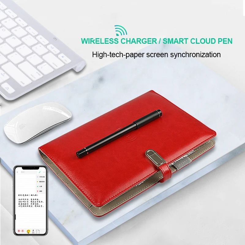 Leather Smart Notebook Paper screen synchronization Digital Ios Android Tablet Electronic Notebook With Smart Pen power bank Usb