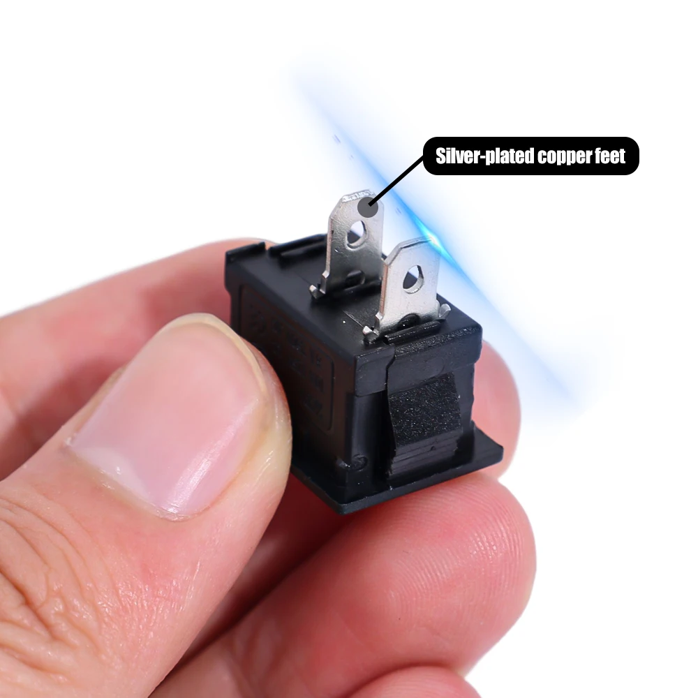 10-50 Stück Drucktastenschalter 10x15mm SPST 2-Pin 3A 250V KCD11 Ein-/Aus-Wippschalter 10MM*15MM Schwarz Rot und Weiß – Detail 5