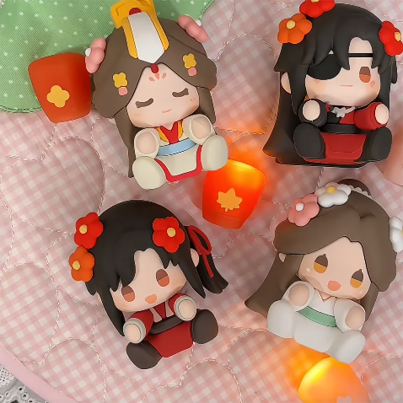 Light‑Up Glowing Lantern Minidoll Heaven Official'S Blessing Lucky Fluffy Series Blind Box Soft Vinyl Sitting Figurine Car