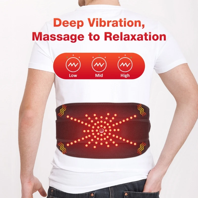 

Therapeutic Heated Waist Belt Heating Pad for Lower Back Relief with Vibrations Massage, Long Last Battery 5000mAh