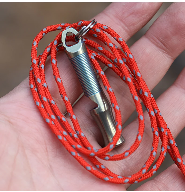 Titanium Emergency Whistles Portable Necklace Whistle with Loud Sound up to 120~130 decibels for Survival Camping Outdoor