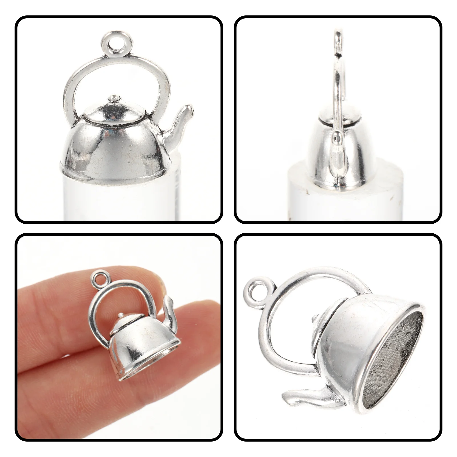 

50pcs Small Teapot Charms Alloy Hanging Decor For Diy Jewelry Making Necklace Bracelet Pendant Craft Key Ring Charm