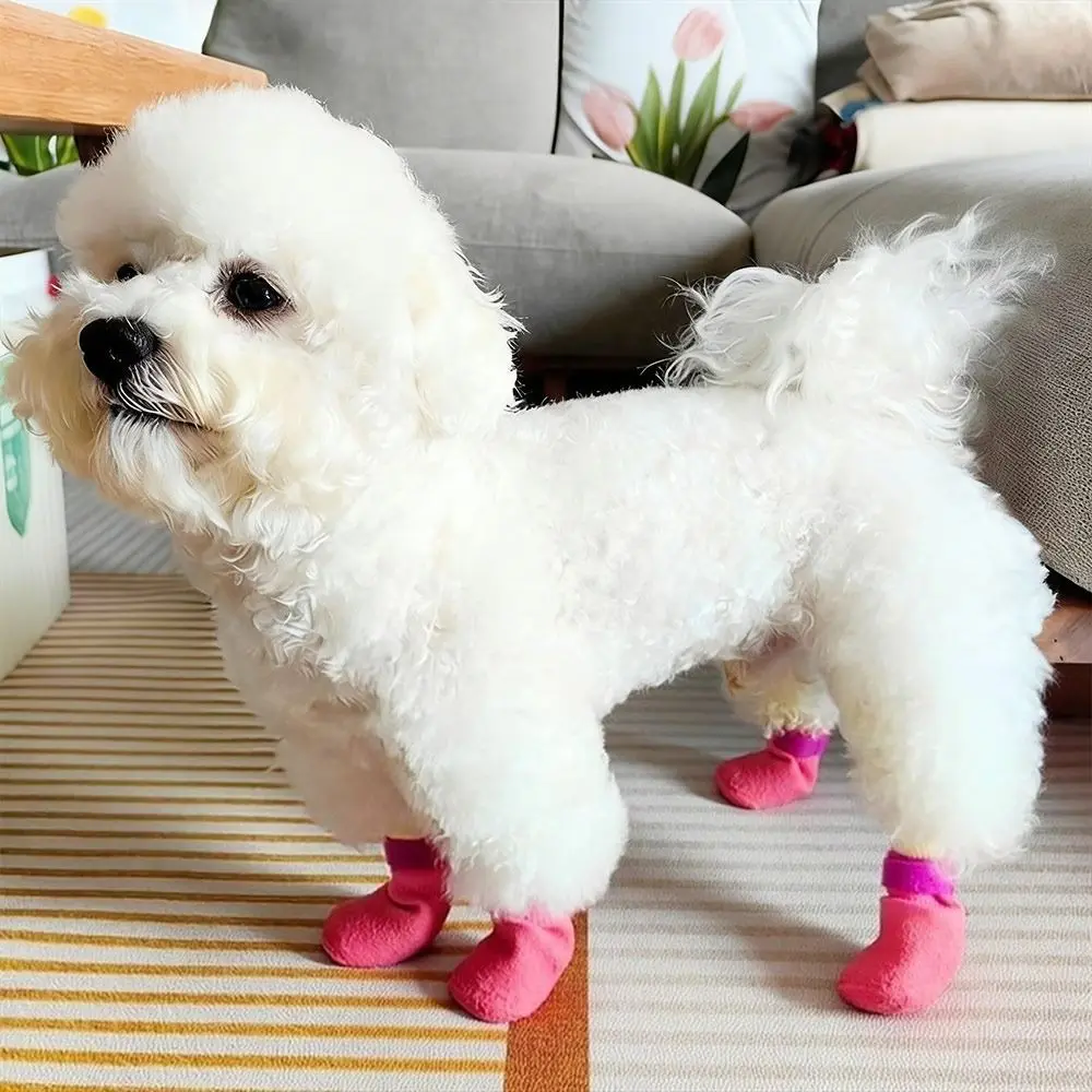 4-teiliges Set Tragbare Rutschfeste Hundeschuhe Wasserdichte Verstellbare Pfotenabdeckung Atmungsaktive Schmutzabweisende Haustierstiefel Herbst Winter – Detail 10