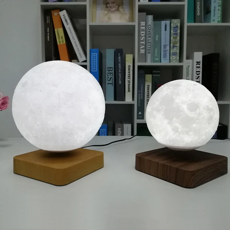 Zwevende Maanlamp 3d Printen Ware Maan Uiterlijk 14Cm 18Cm 3 Kleur Verstelbare Magnetische Levitatie Maan Licht Maglev Maan