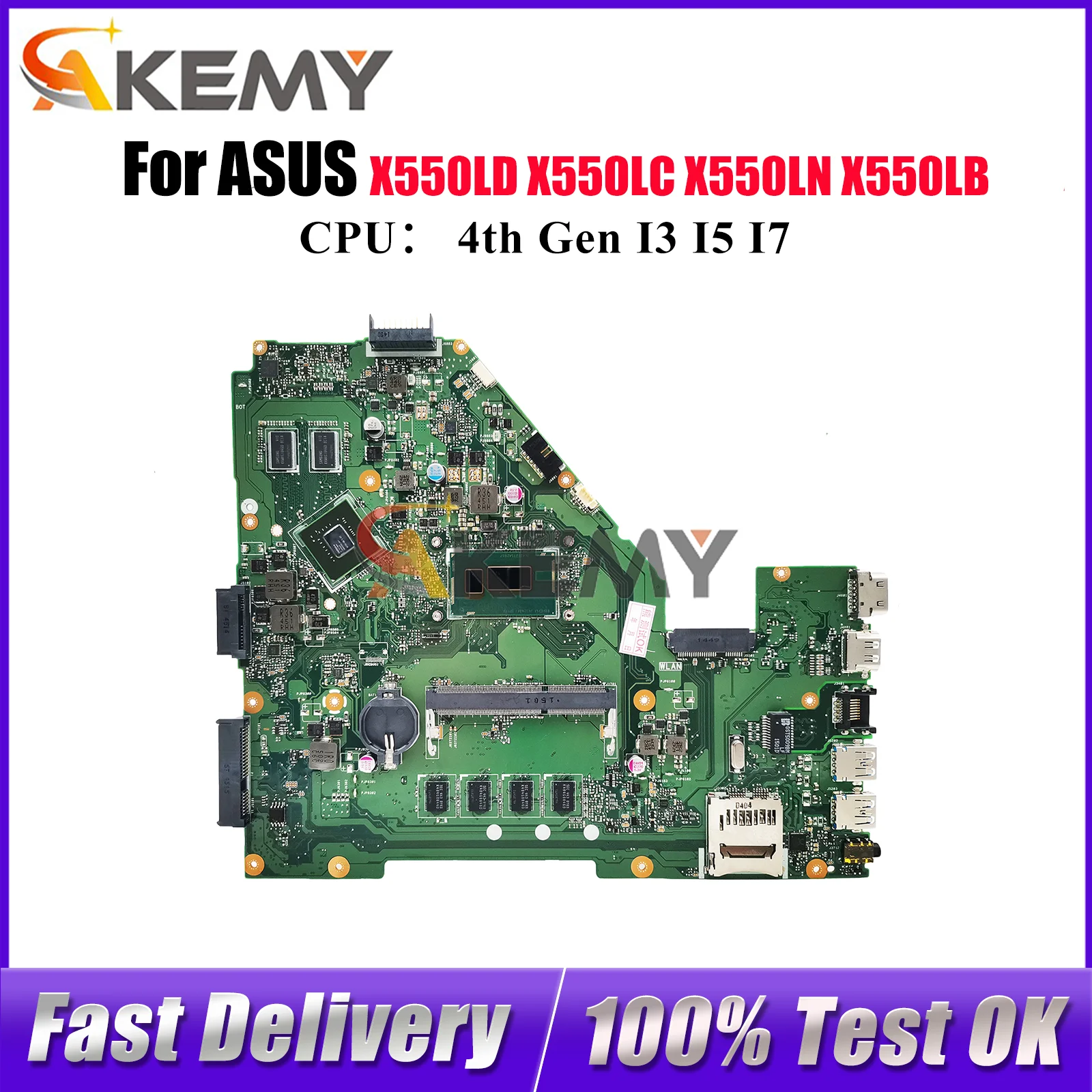 

X550LD Laptop Motherboard For ASUS VivoBook X550LN Y581L X550L X552L X550LD R510L X550LC X550LB Mainboard With I3 I5 I7 CPU stk