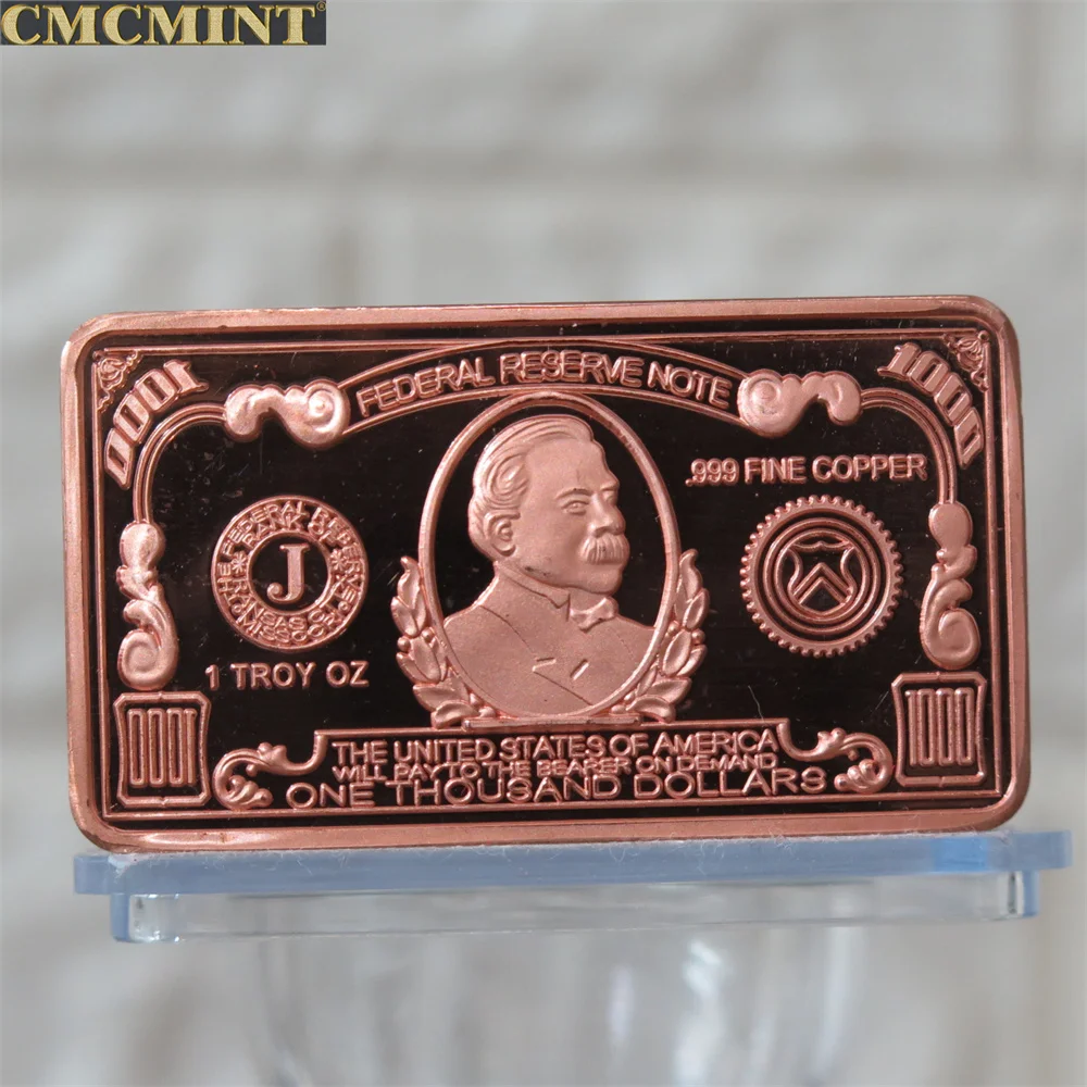 Copper Bullion Coins Metal Souvenir 1 Oz $1000 999 Copper Usa Bill Bar Commemorative Coin Collectibles Coins