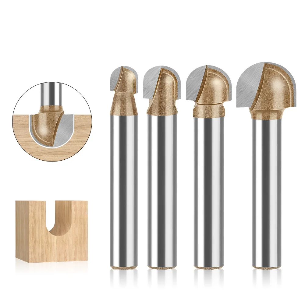 

1PC 1/4" 6MM Shank Milling Cutter Wood Carving Round-Bottom End Milling Cutter Slotting Router Bit Round-Bottom Woodworking Tool