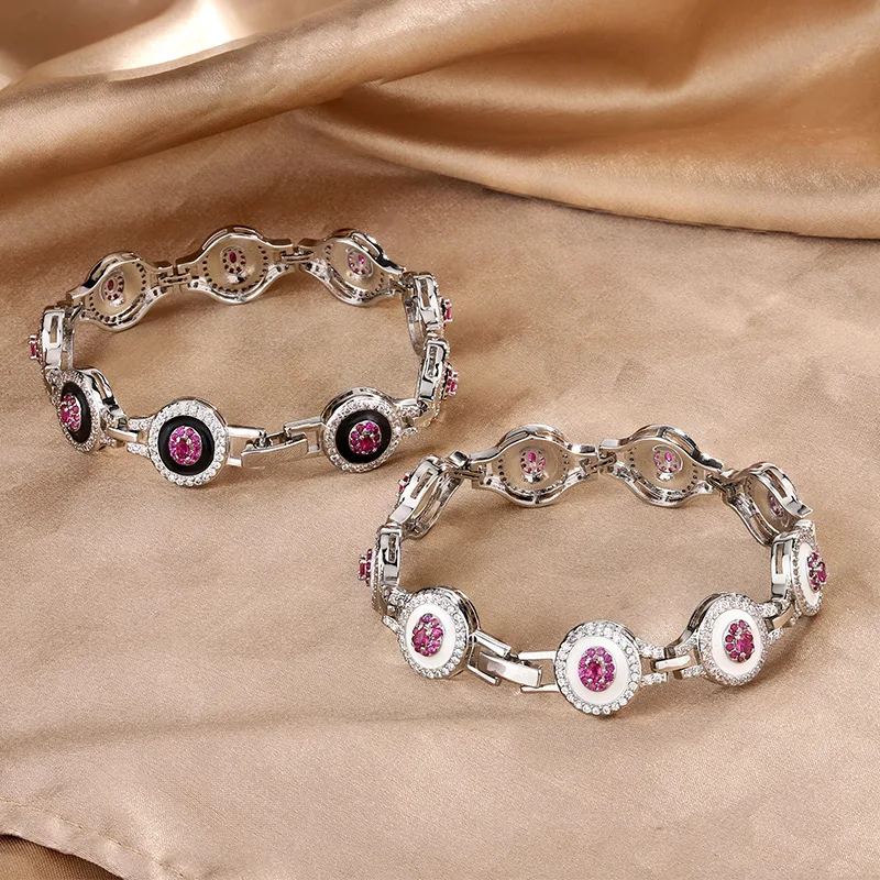 

Bracelet European and American Style Zircon Ruby Fashion High-end Versatile Enamel Light Luxury Women's Bracelet Jewelry
