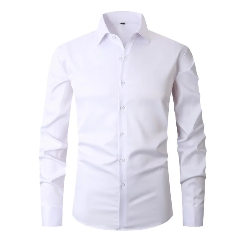 

Сплошная цветная рубашка Французская рубашка Мужская деловая повседневная универсальная рубашка с лацканами и длинными рукавами