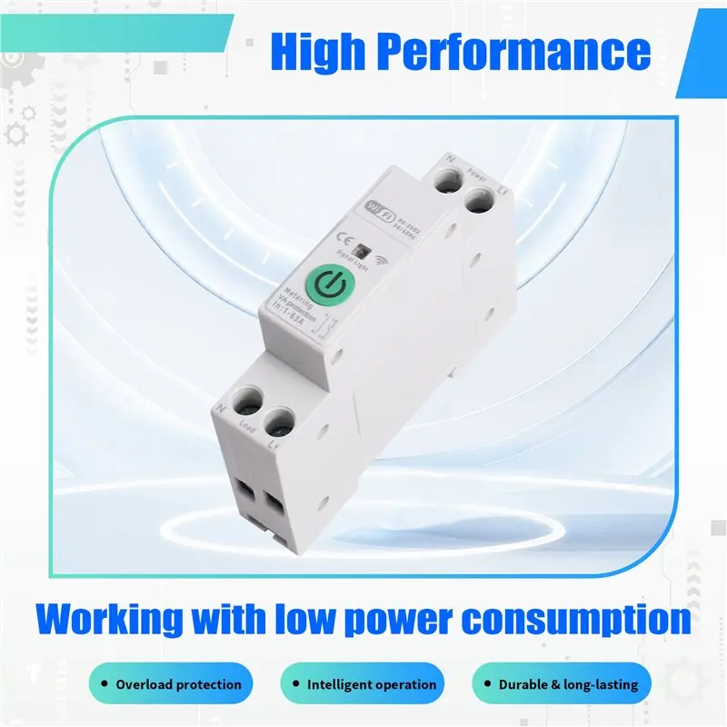 B04C-Overload Protection TUYA Wifi Smart Switch Energy Meter 63A 1P+ N Kwh Metering Monitoring Circuit Breaker Timer Relay MCB