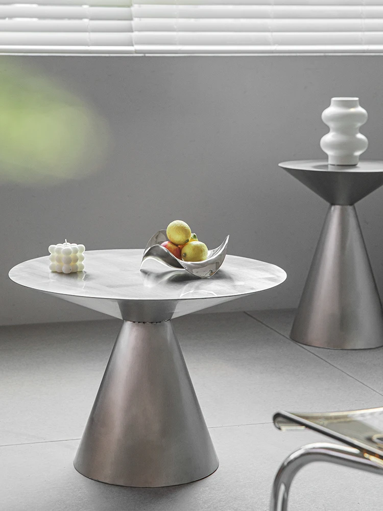 

Nordic Light Luxury Furniture Living Room Stainless Steel Side Table Creative Art Home Furnishing Balcony Leisure Coffee Table