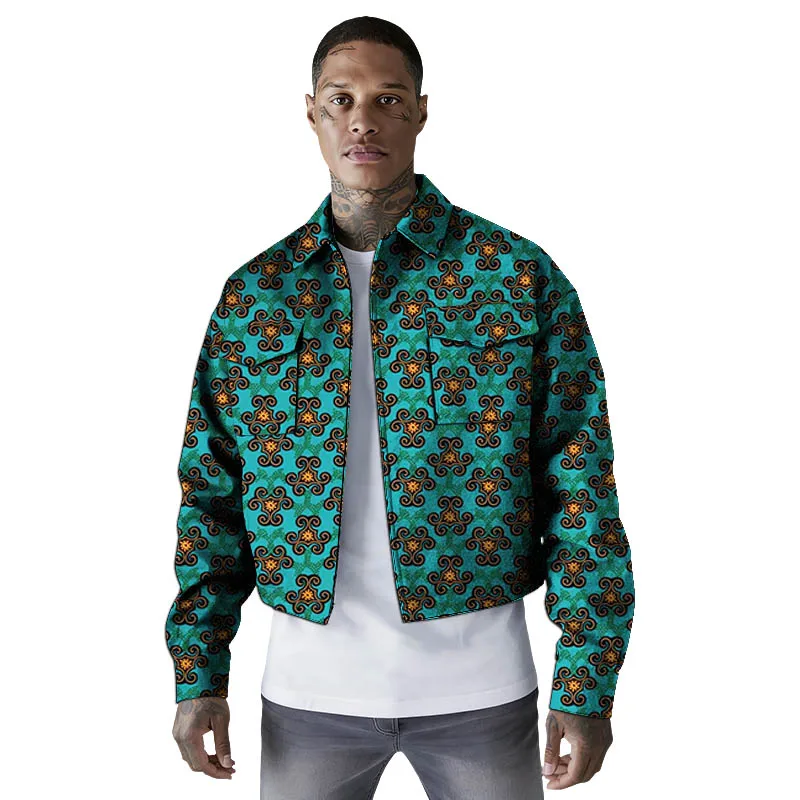 

Original Design African Couture Men's Mini Coats Nigerian Print Lapel Jacket Man's Uniform Customized For Party