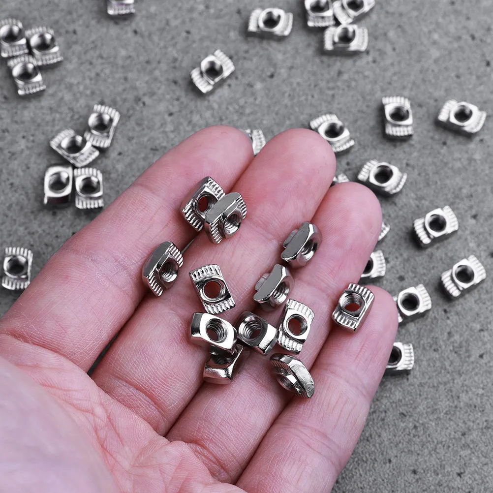 200Pcs Aluminum Profile T-Nut Set Carbon Steel Nickel Plated Hammer Nut for European Extrusion Systems M4x10x6 Rust Resistant