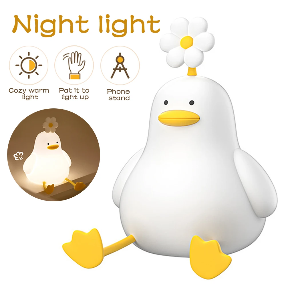 Touch Sensor Silicone Duck Light Rechargeable Pat Light Baby Sleeping Lamp Dimmable Bedside Light Timing LED Night Light